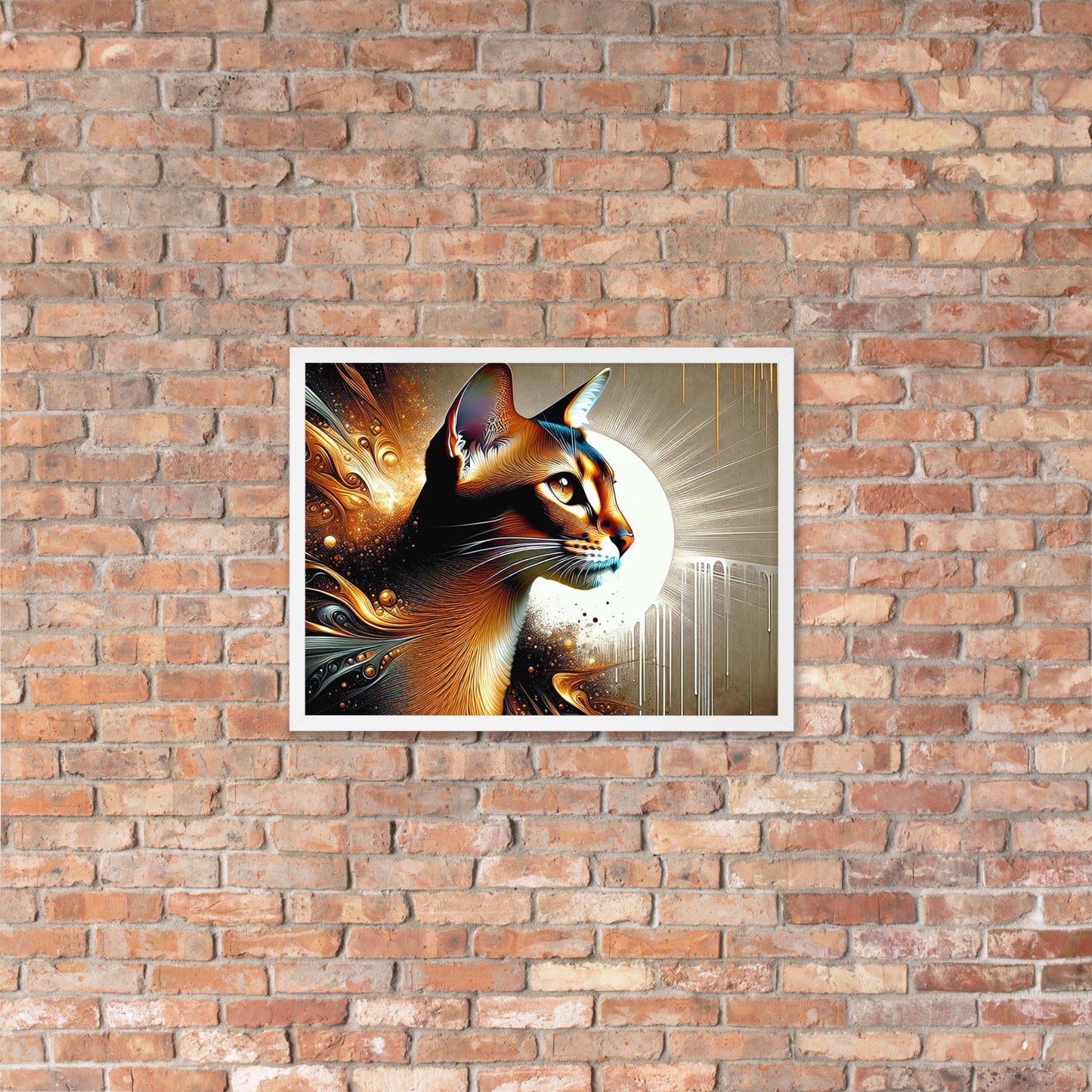 Enchanting Cat Framed Poster | Thick Matte Paper | Sustainable Ayous Wood Frame | Ready to Hang