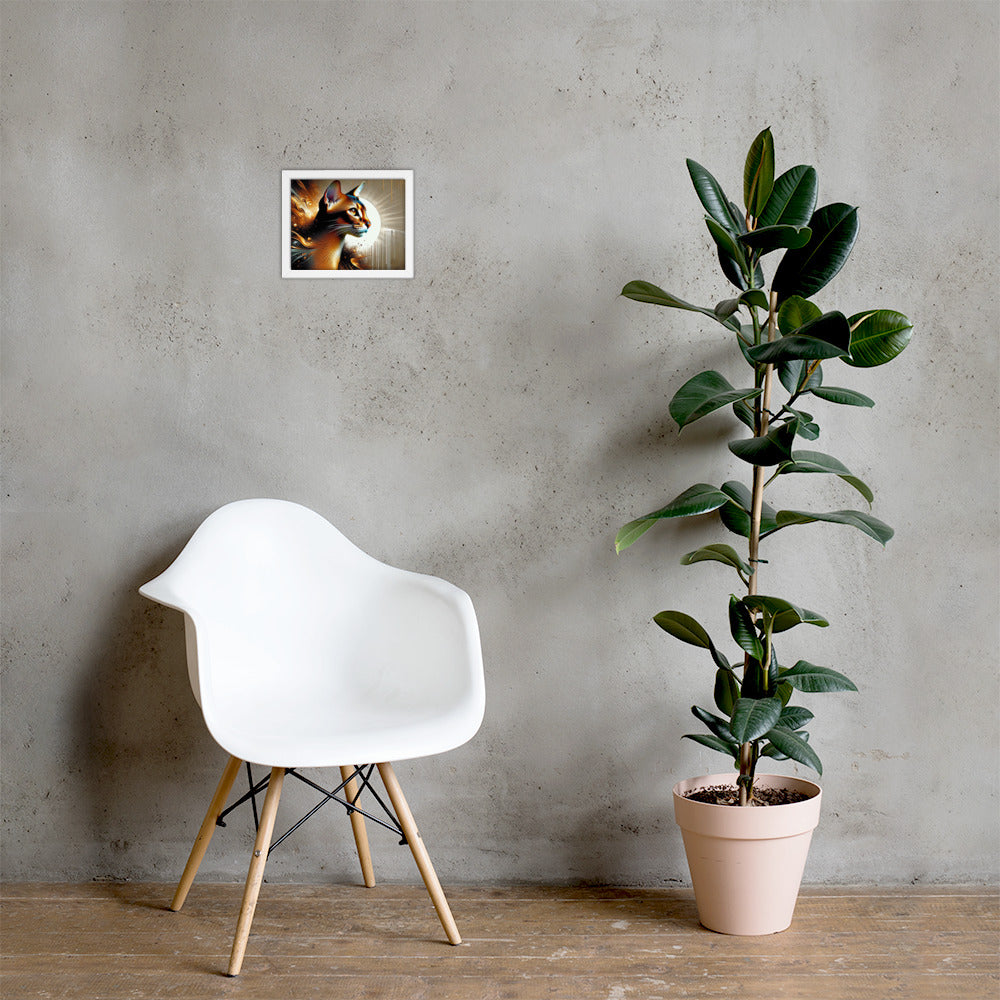 Enchanting Cat Framed Poster | Thick Matte Paper | Sustainable Ayous Wood Frame | Ready to Hang