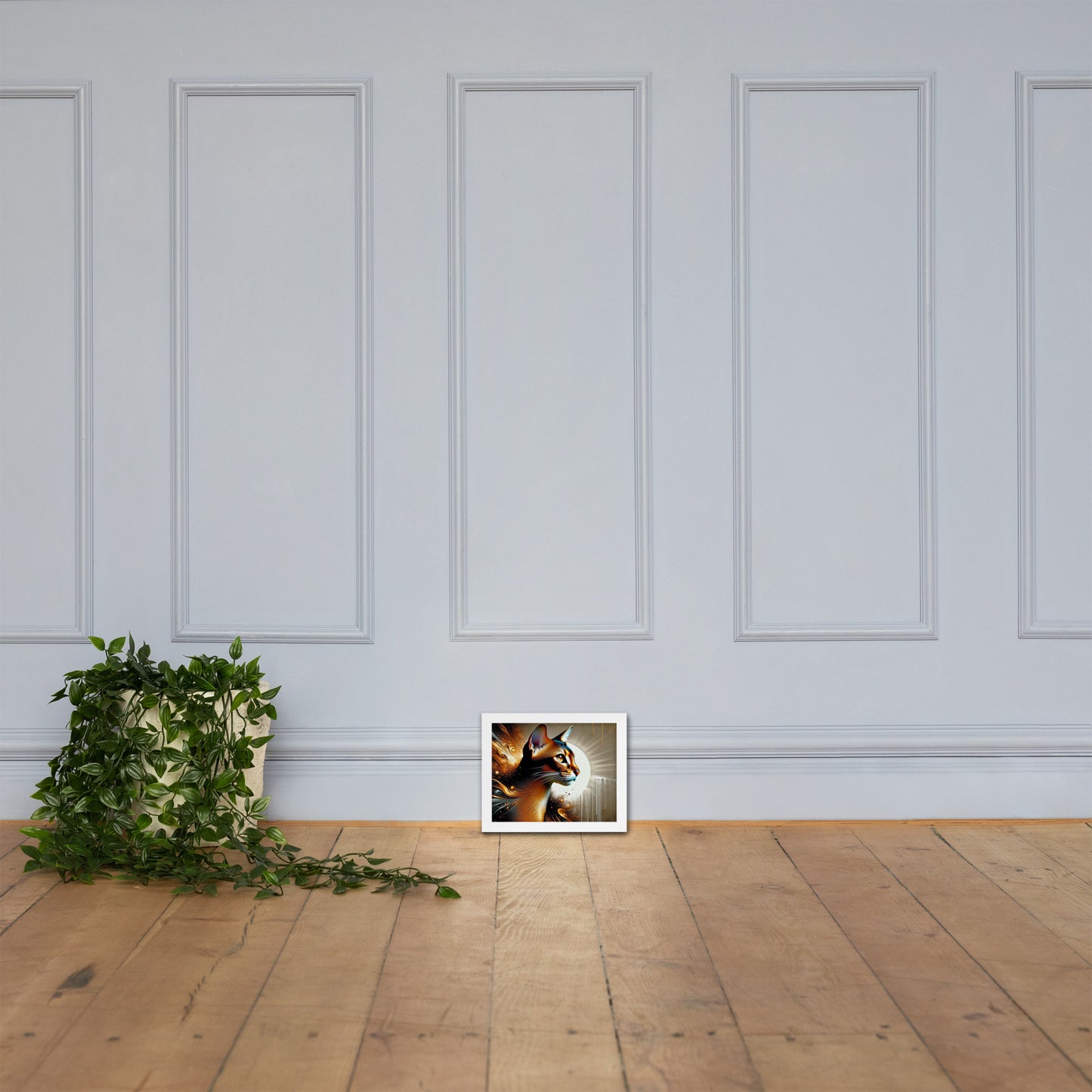 Enchanting Cat Framed Poster | Thick Matte Paper | Sustainable Ayous Wood Frame | Ready to Hang