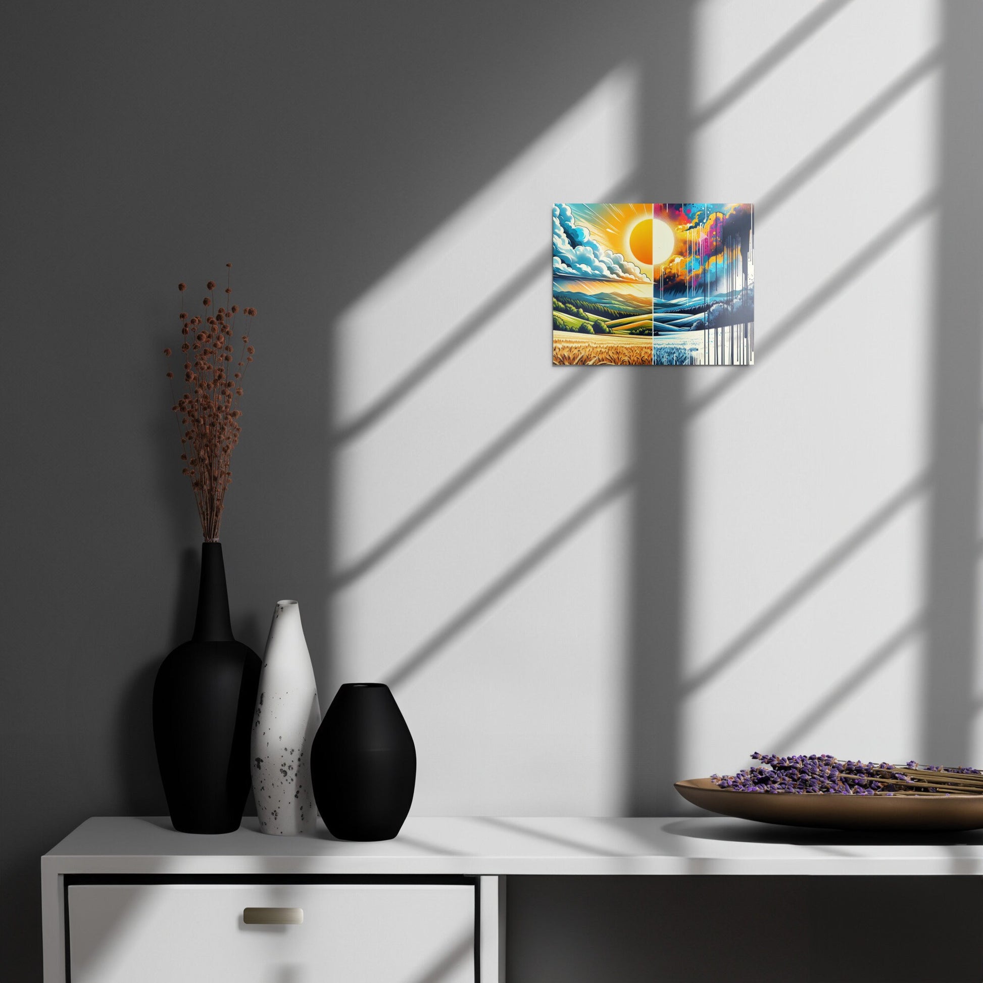 Day and Night Metal Print | Luminescent Aluminum Art | Scratch & Fade Resistant | Customizable Wall Art