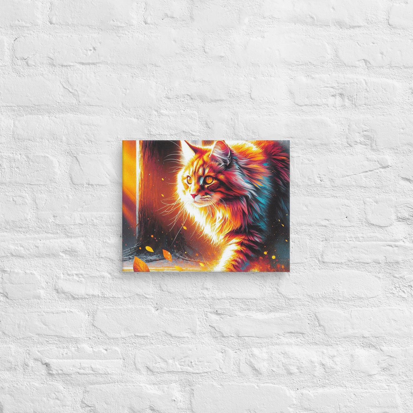 Vivid Cat Canvas Print | Fade-Resistant Art | 1.25″ Thick Poly-Cotton Blend | Hand-Stretched