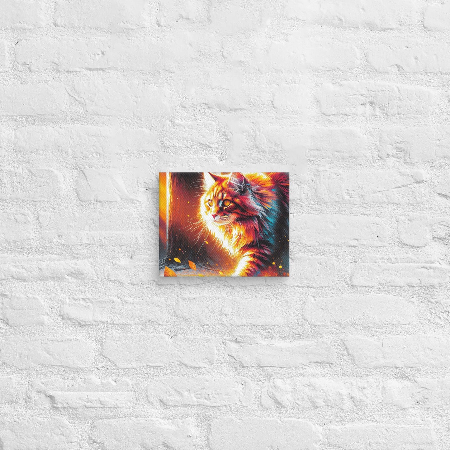 Vivid Cat Canvas Print | Fade-Resistant Art | 1.25″ Thick Poly-Cotton Blend | Hand-Stretched