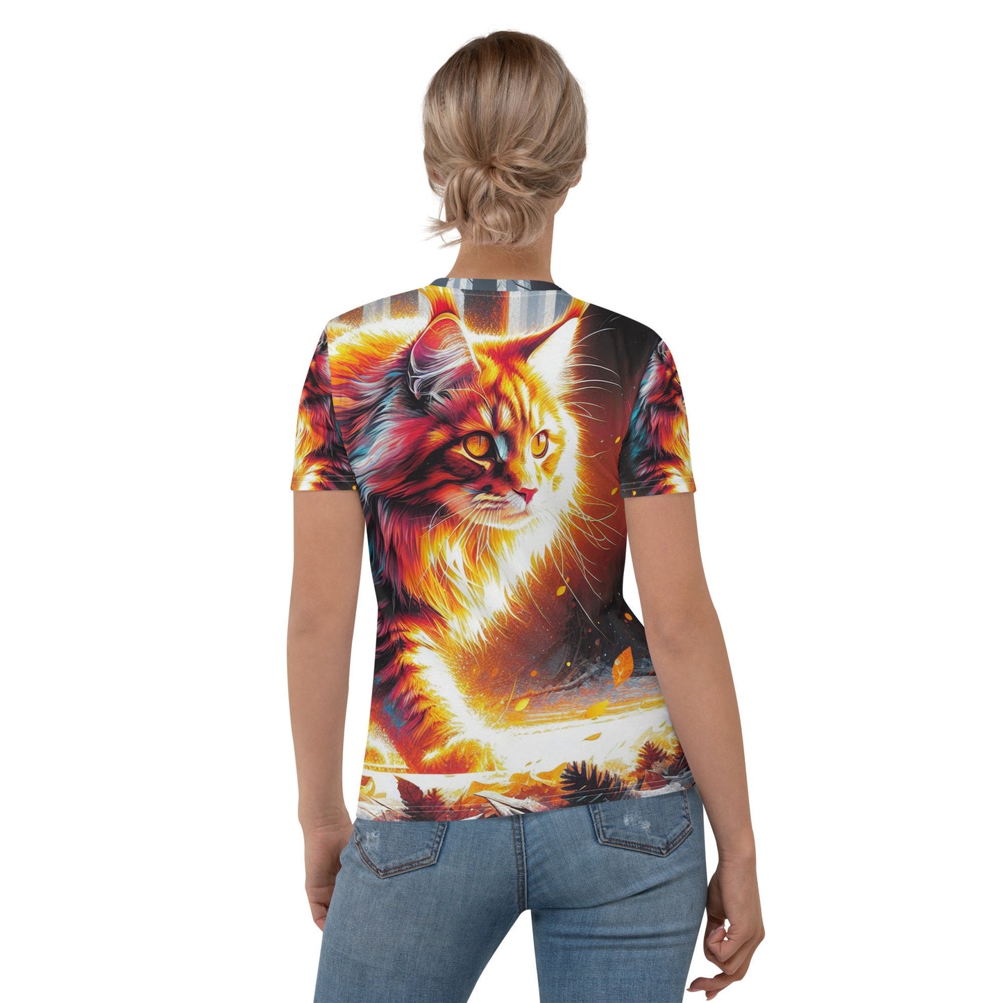 Vibrant Cat Graphic Tee | Soft, Fade-Resistant Cotton Touch Polyester Jersey | Four-Way Stretch