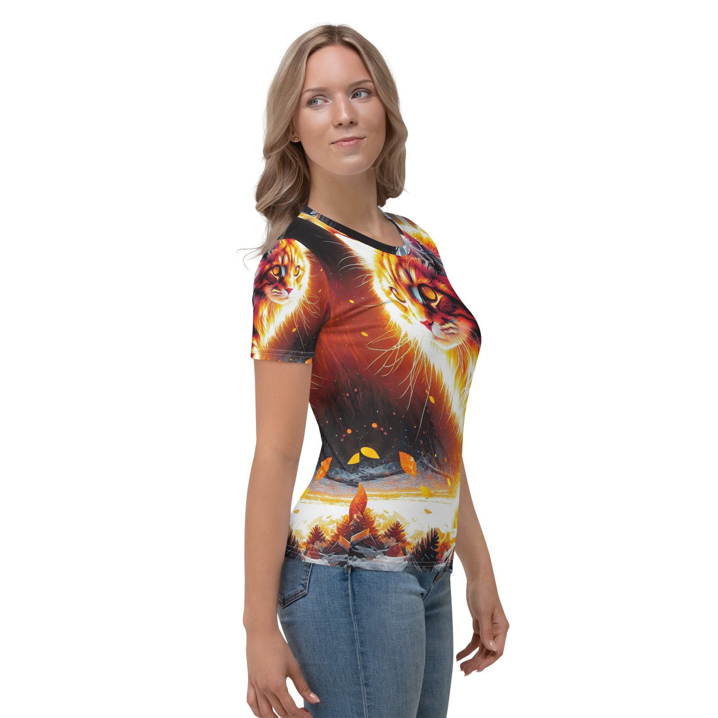 Vibrant Cat Graphic Tee | Soft, Fade-Resistant Cotton Touch Polyester Jersey | Four-Way Stretch