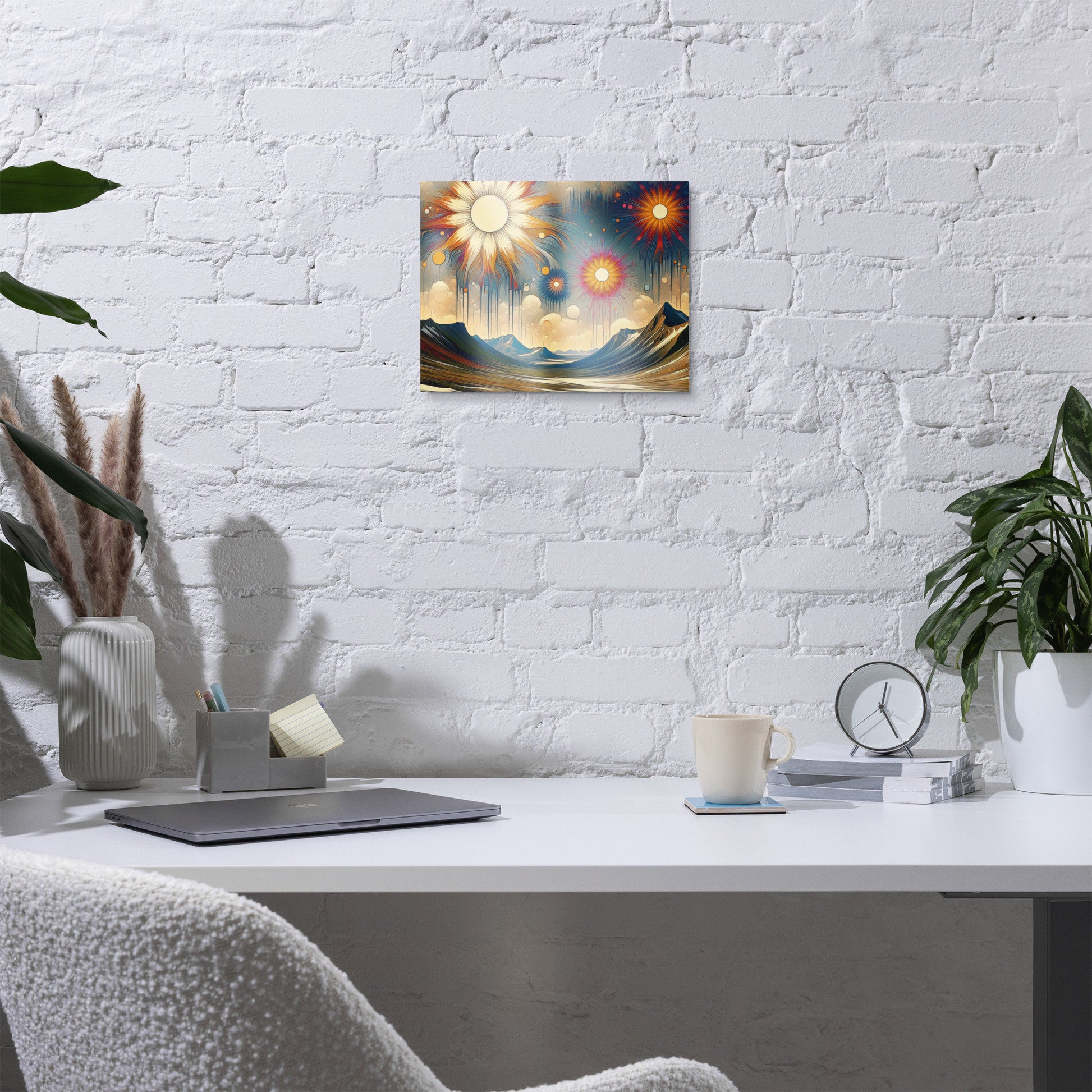 Sunburst Mountain Metal Print | Luminescent Aluminum Art | Durable, Scratch & Fade Resistant | Customizable Wall Art