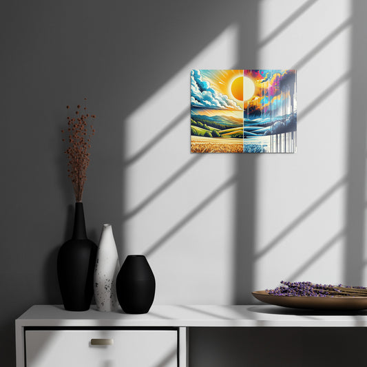Day and Night Metal Print | Luminescent Aluminum Art | Scratch & Fade Resistant | Customizable Wall Art