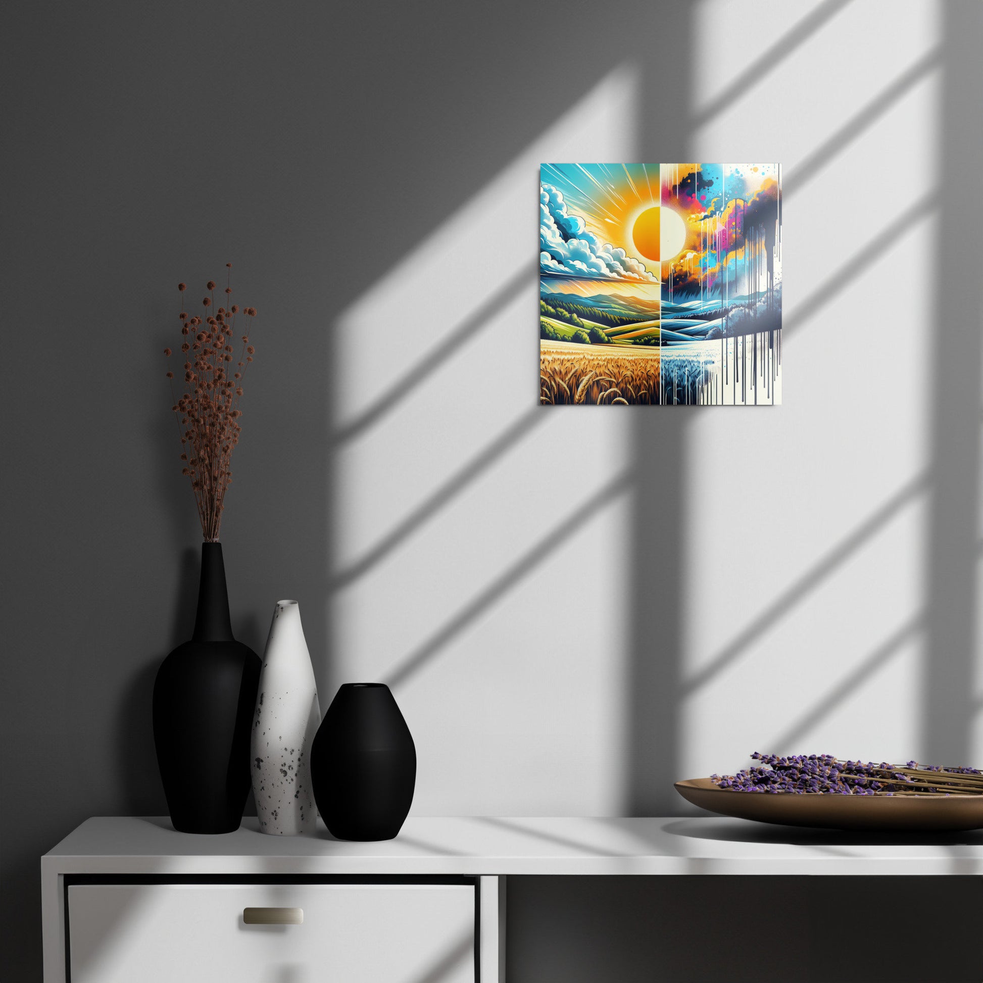 Day and Night Metal Print | Luminescent Aluminum Art | Scratch & Fade Resistant | Customizable Wall Art