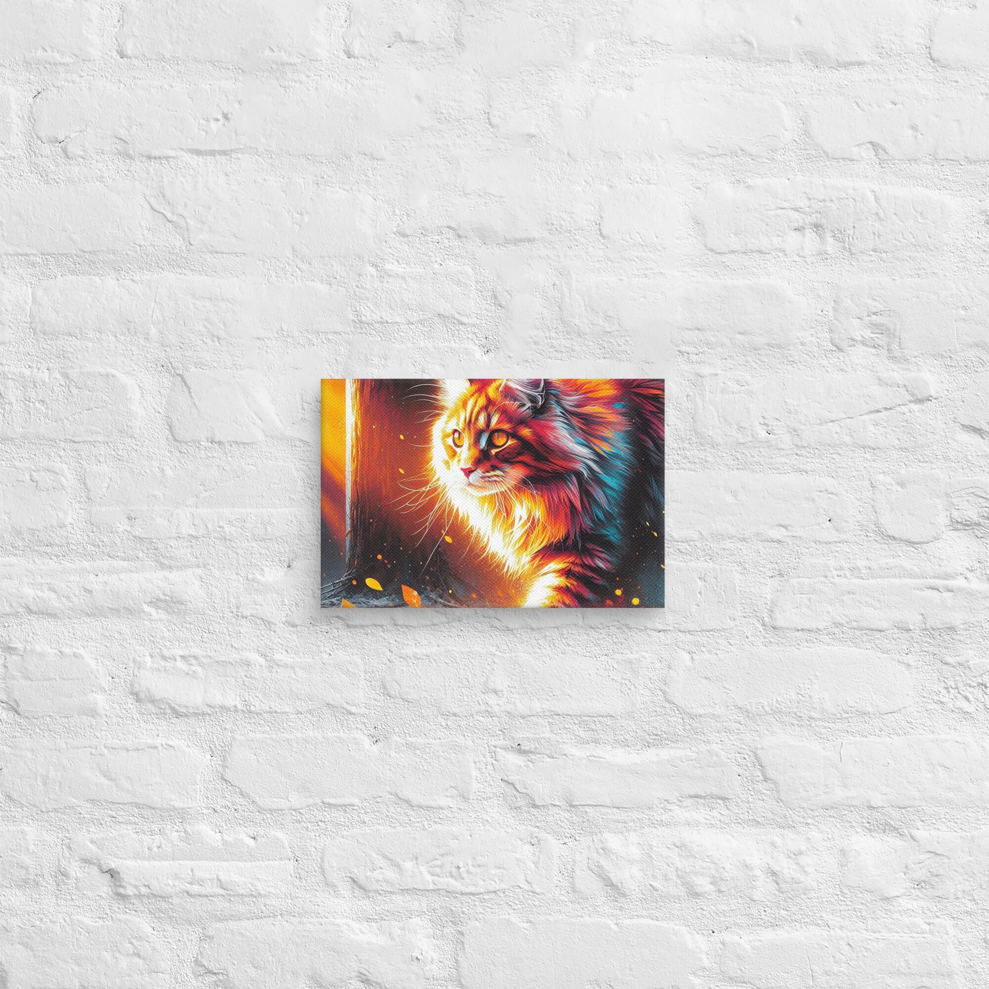 Vivid Cat Canvas Print | Fade-Resistant Art | 1.25″ Thick Poly-Cotton Blend | Hand-Stretched