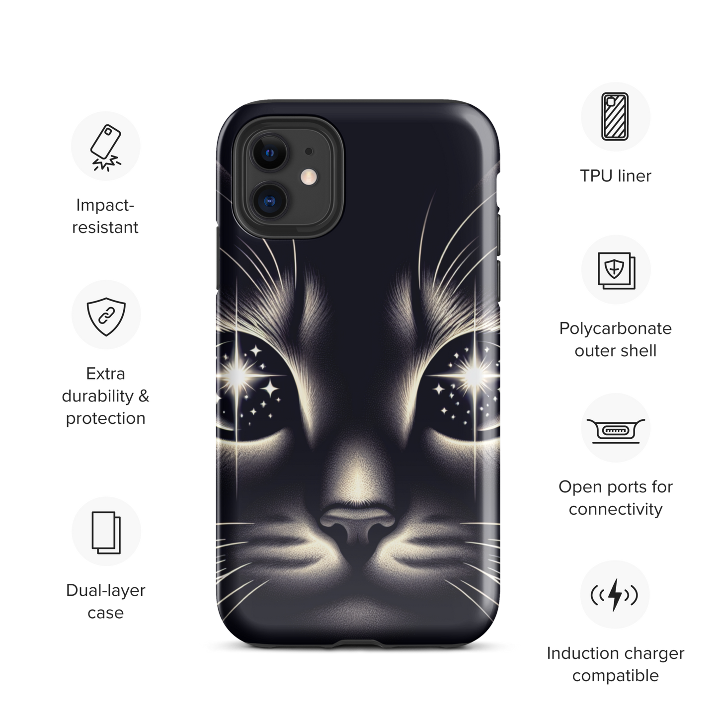 Cat Eyes iPhone Case | Dual-Layer Protection | Impact-Resistant Polycarbonate | TPU Inner Liner