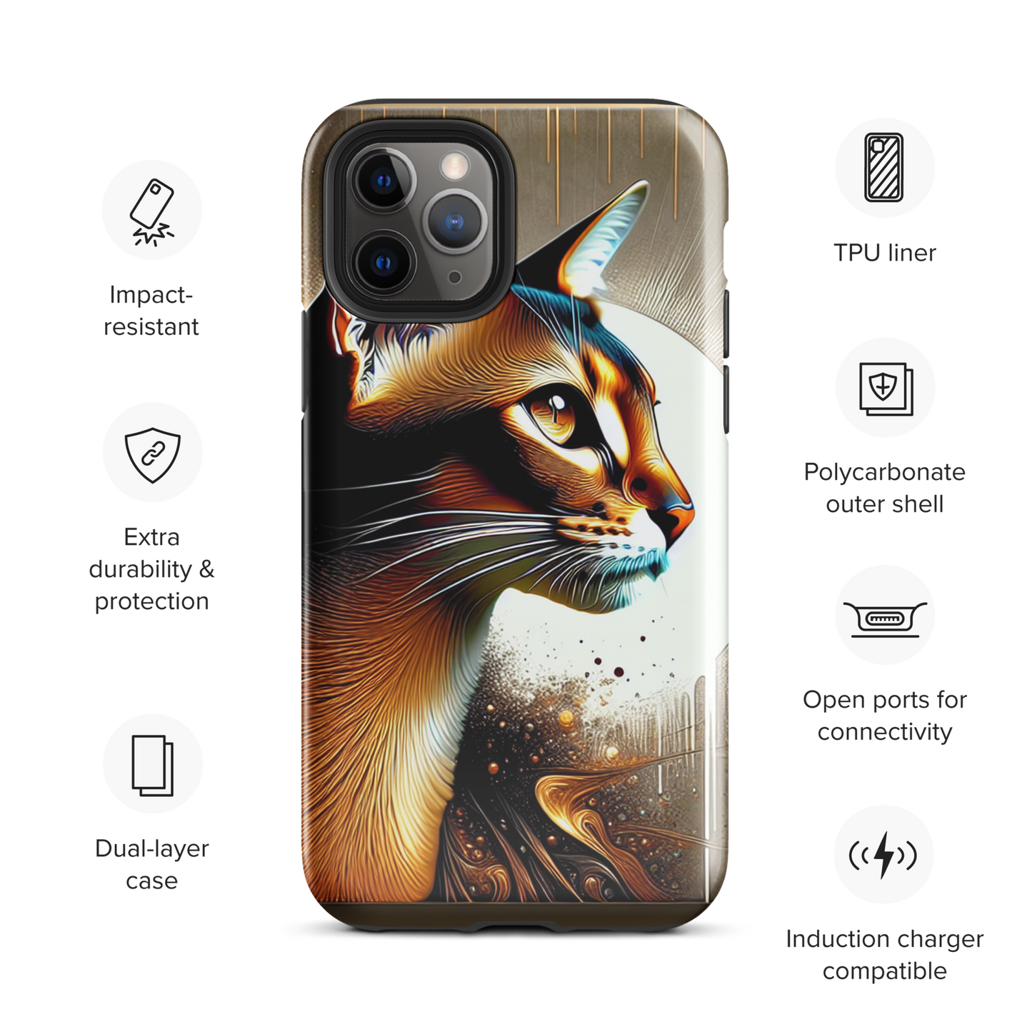 Stylish Cat iPhone Case - Dual-Layer Protection & Impact-Resistan