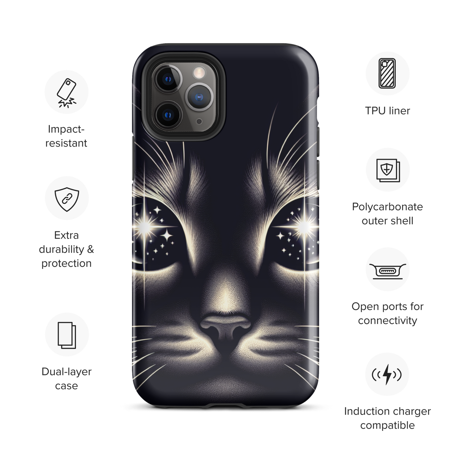 Cat Eyes iPhone Case | Dual-Layer Protection | Impact-Resistant Polycarbonate | TPU Inner Liner