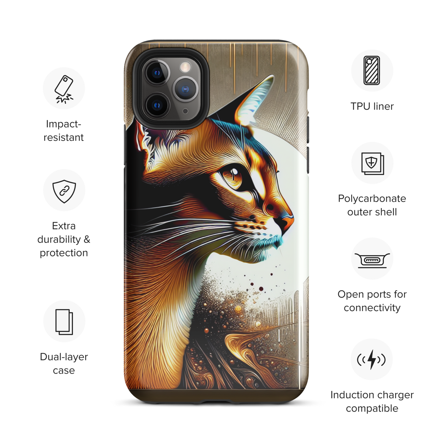 Stylish Cat iPhone Case - Dual-Layer Protection & Impact-Resistan