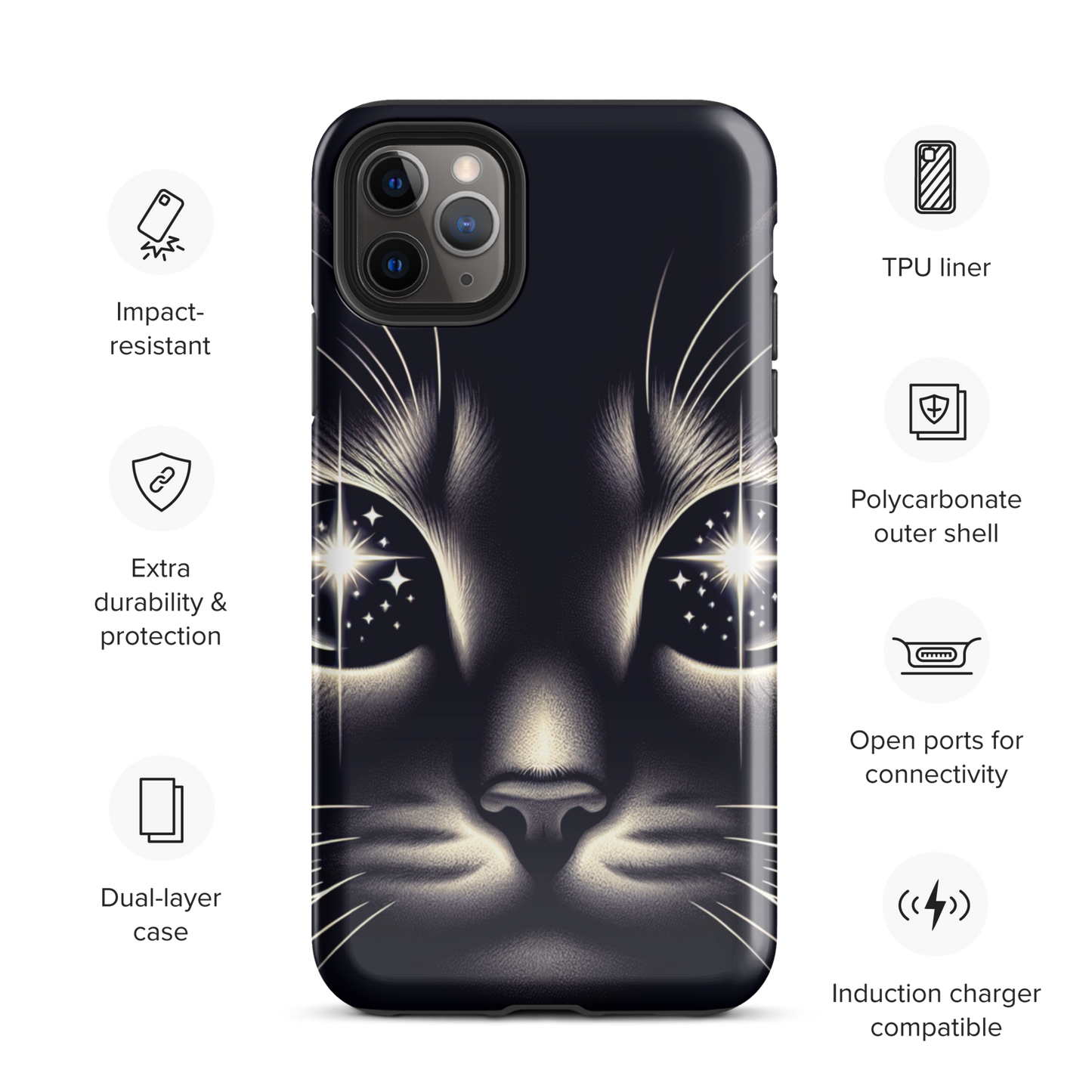Cat Eyes iPhone Case | Dual-Layer Protection | Impact-Resistant Polycarbonate | TPU Inner Liner