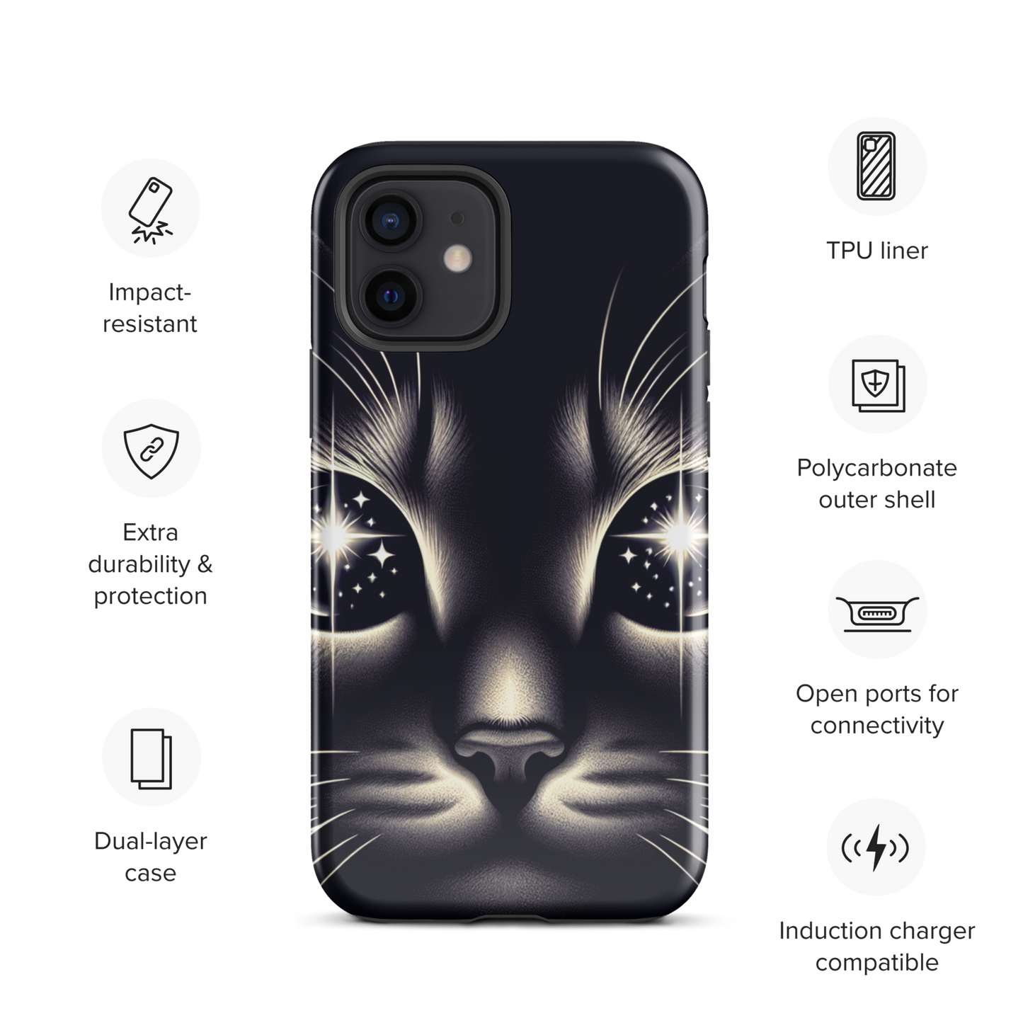 Cat Eyes iPhone Case | Dual-Layer Protection | Impact-Resistant Polycarbonate | TPU Inner Liner