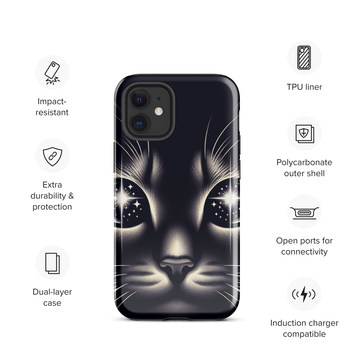 Cat Eyes iPhone Case | Dual-Layer Protection | Impact-Resistant Polycarbonate | TPU Inner Liner