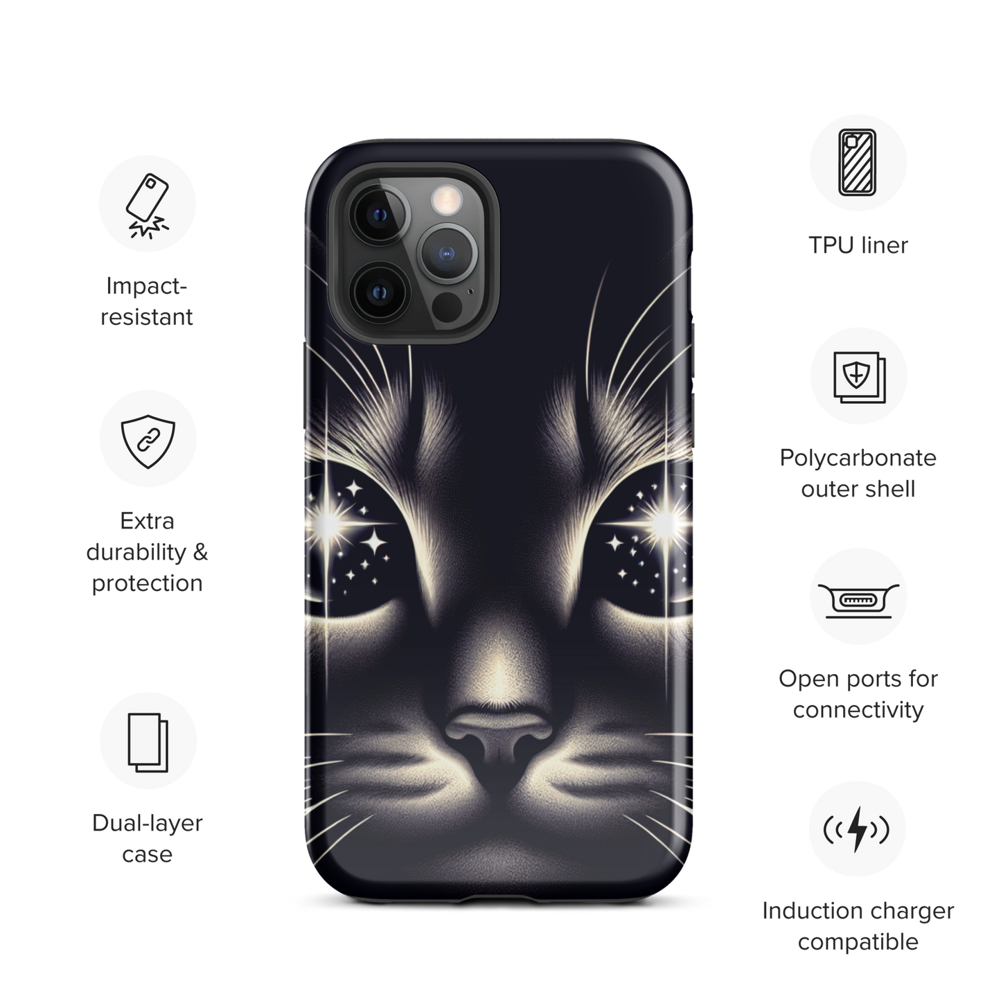 Cat Eyes iPhone Case | Dual-Layer Protection | Impact-Resistant Polycarbonate | TPU Inner Liner