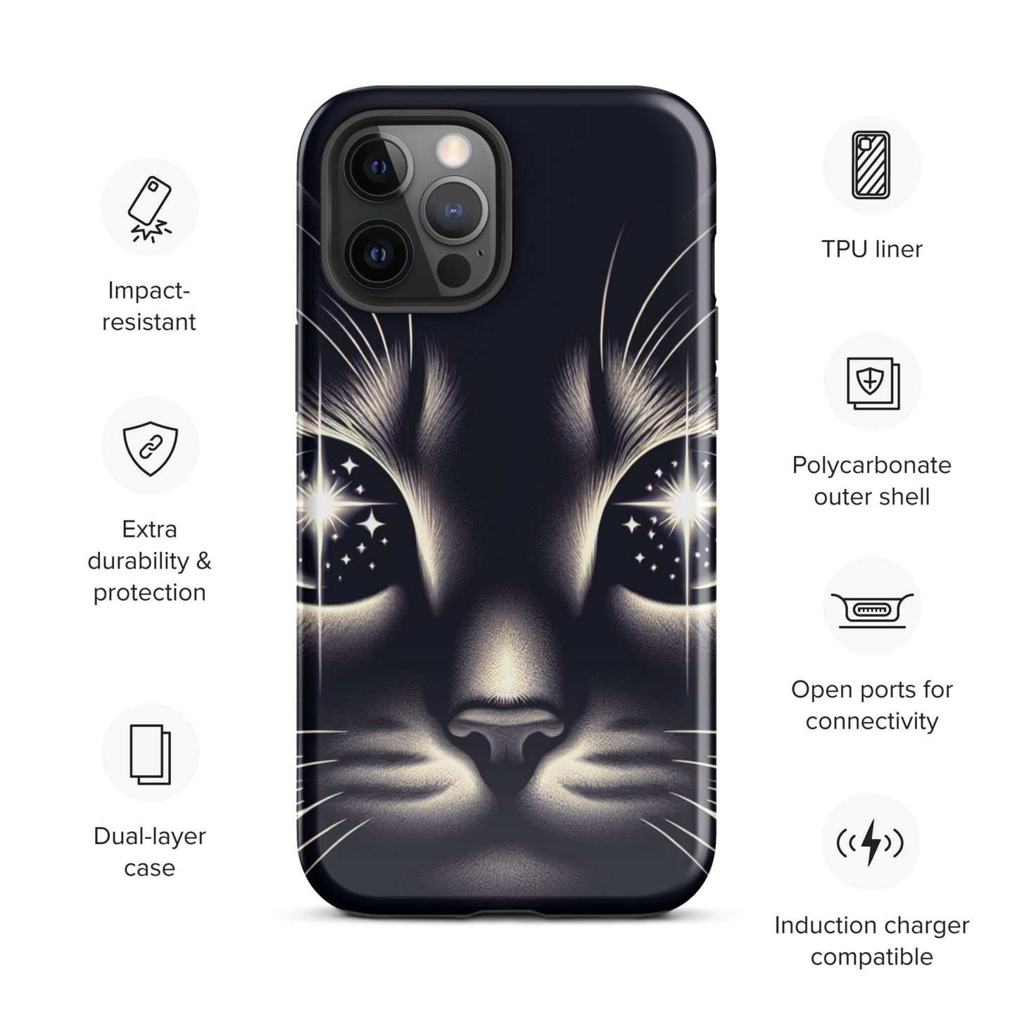 Cat Eyes iPhone Case | Dual-Layer Protection | Impact-Resistant Polycarbonate | TPU Inner Liner