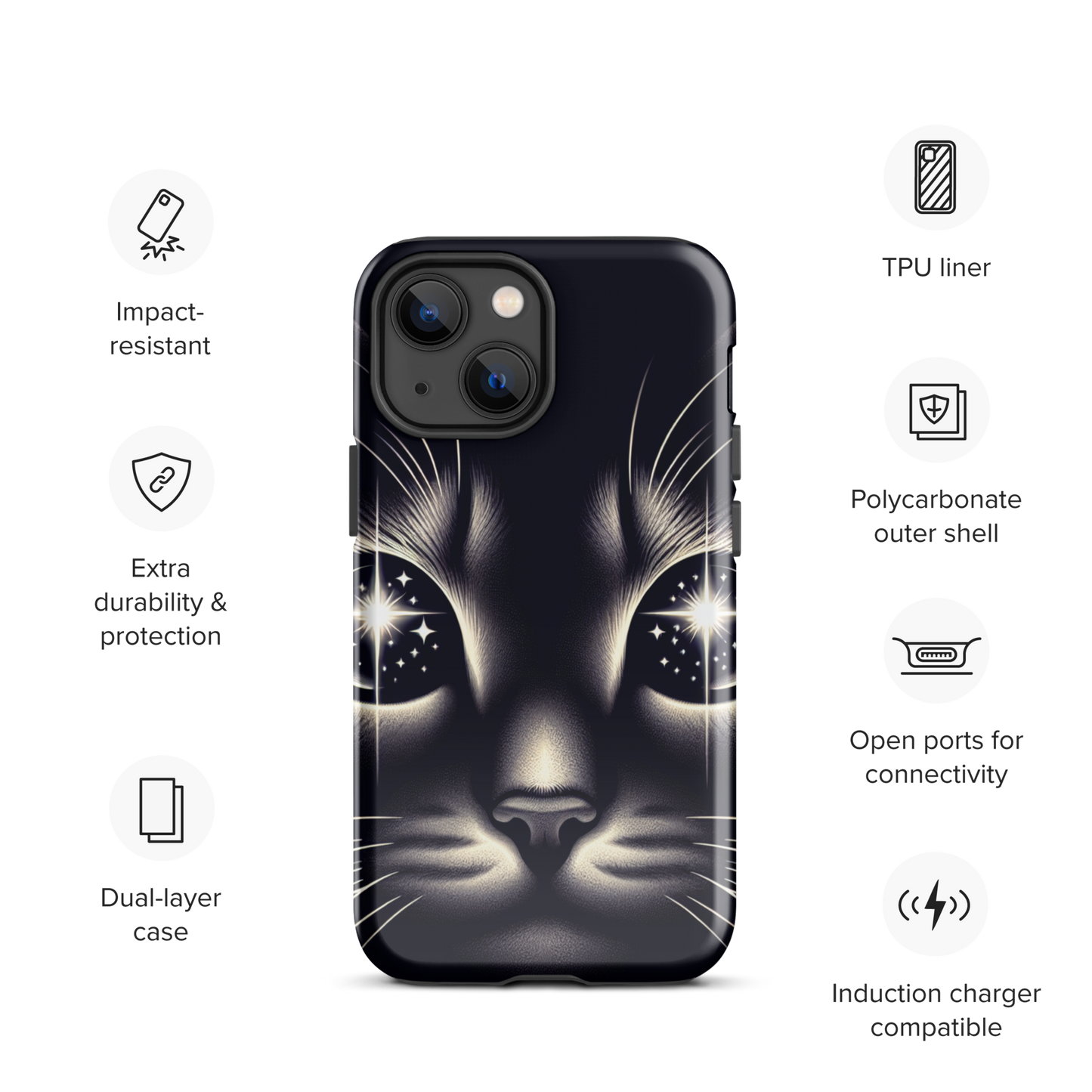 Cat Eyes iPhone Case | Dual-Layer Protection | Impact-Resistant Polycarbonate | TPU Inner Liner