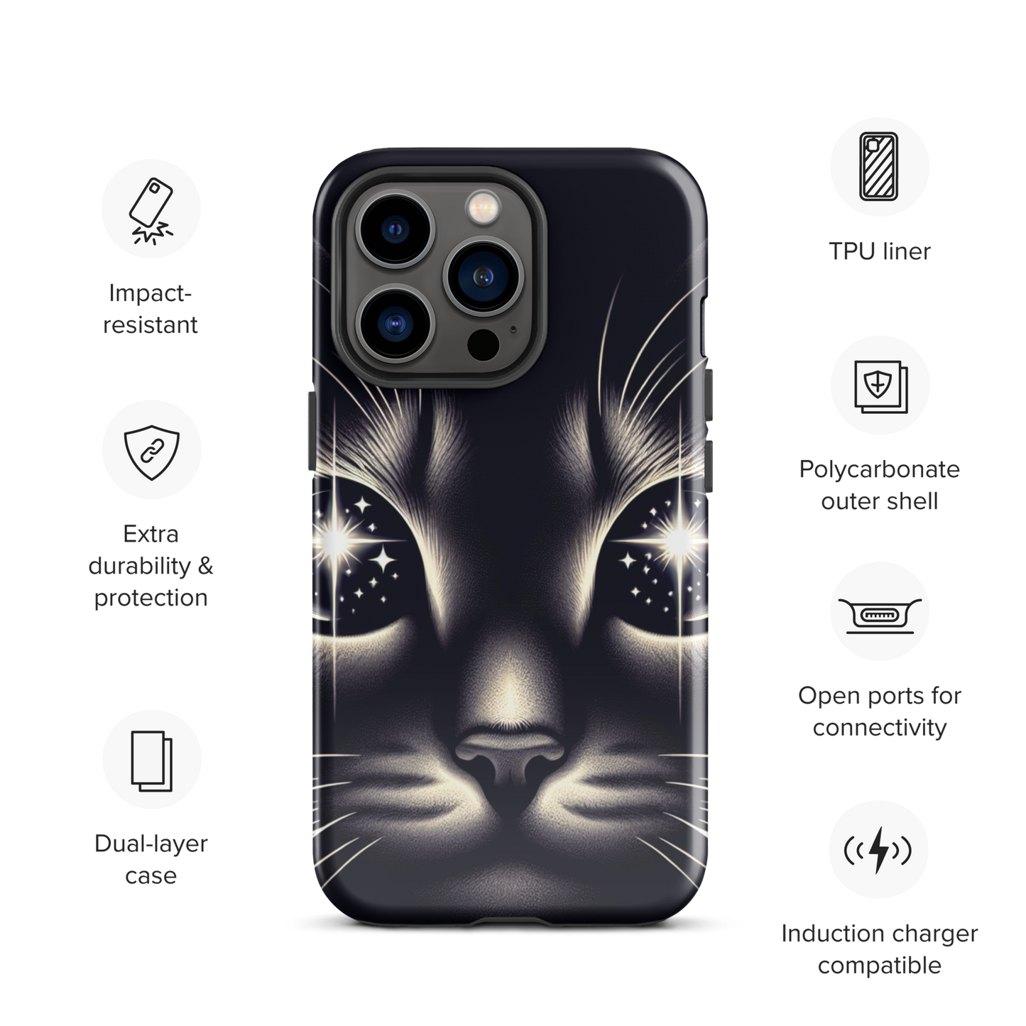 Cat Eyes iPhone Case | Dual-Layer Protection | Impact-Resistant Polycarbonate | TPU Inner Liner