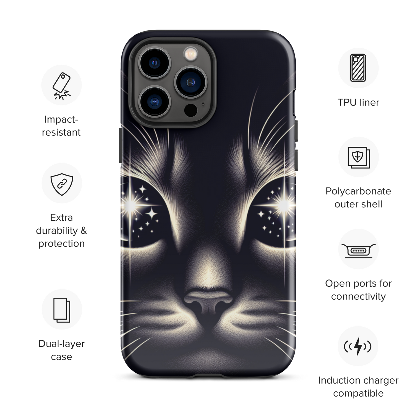 Cat Eyes iPhone Case | Dual-Layer Protection | Impact-Resistant Polycarbonate | TPU Inner Liner