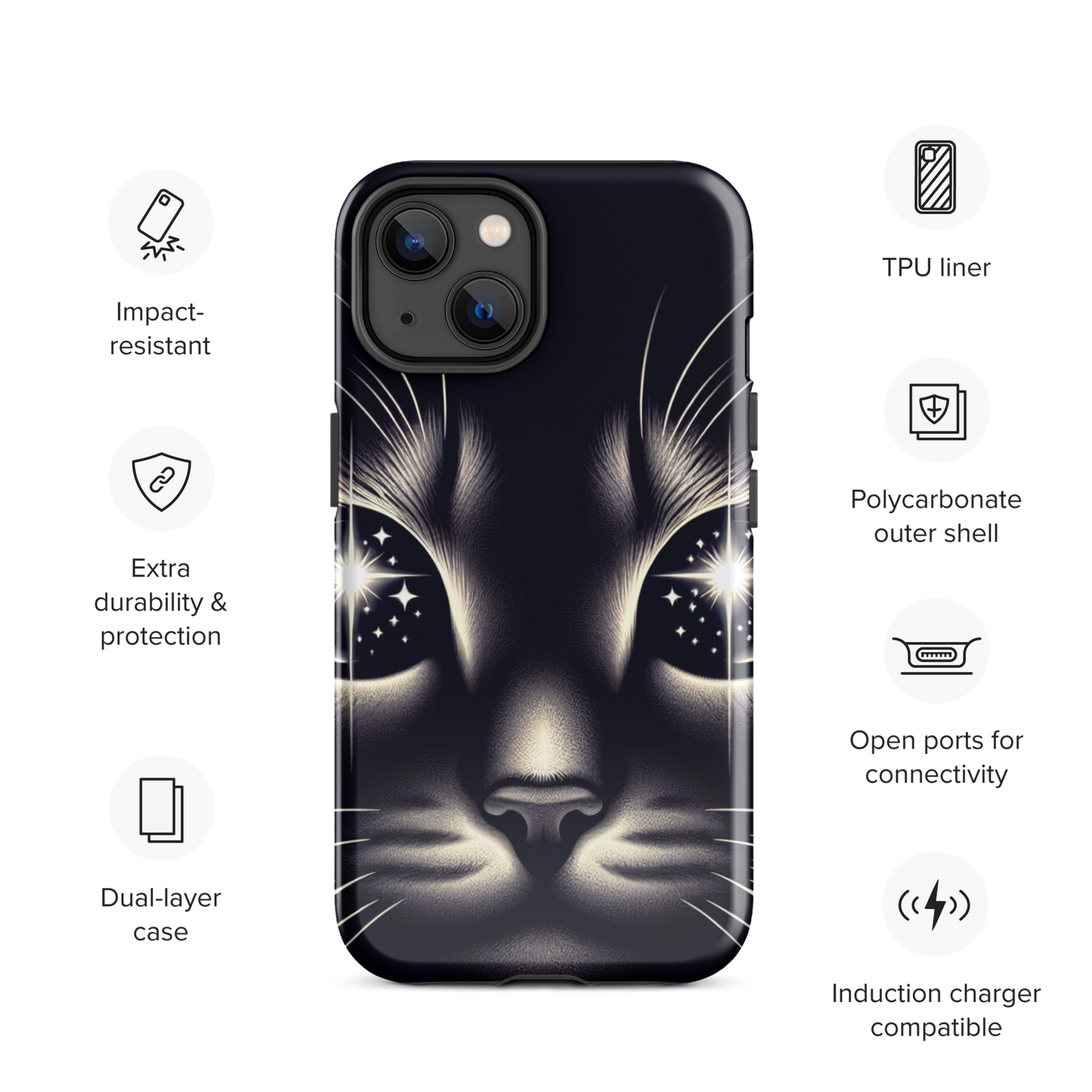 Cat Eyes iPhone Case | Dual-Layer Protection | Impact-Resistant Polycarbonate | TPU Inner Liner