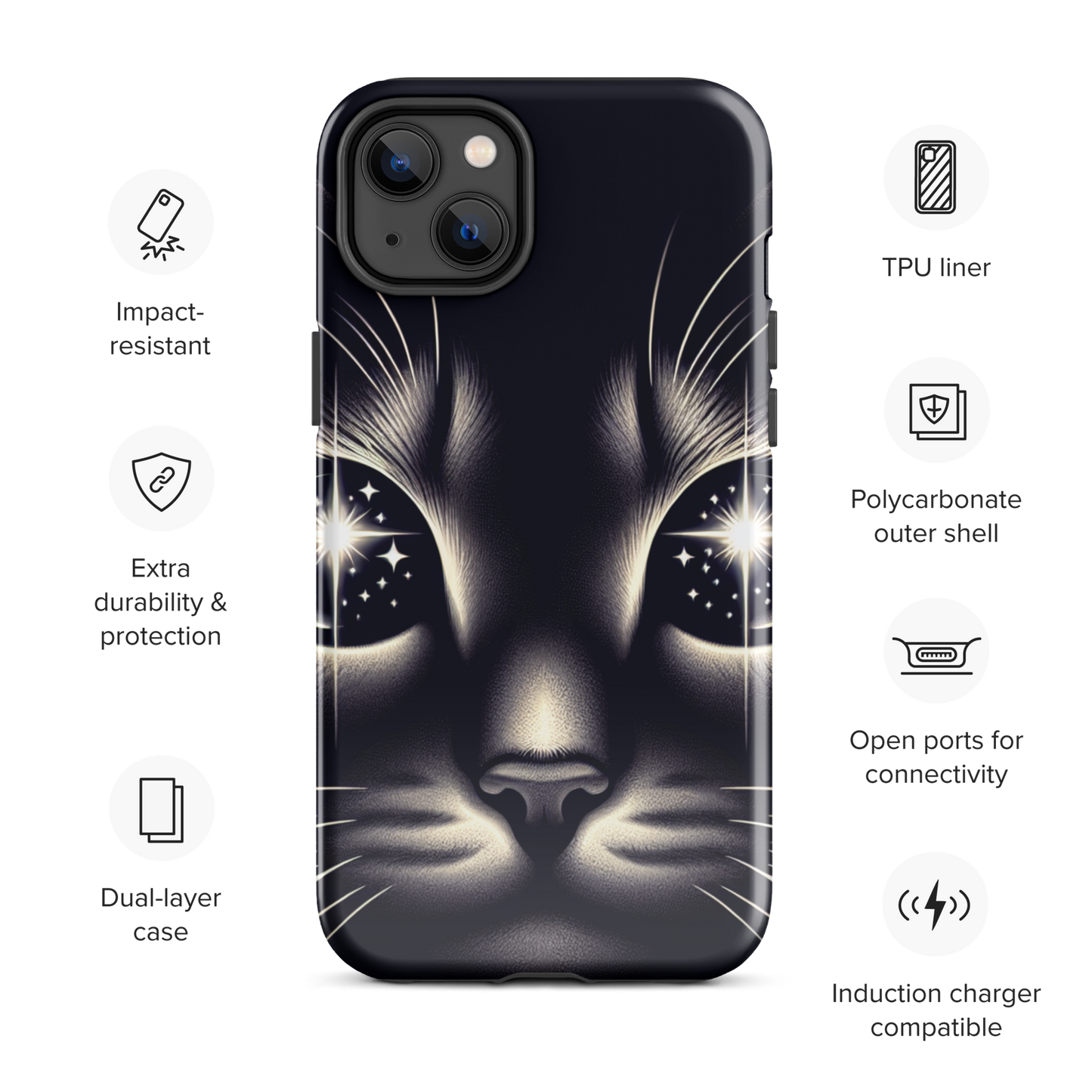 Cat Eyes iPhone Case | Dual-Layer Protection | Impact-Resistant Polycarbonate | TPU Inner Liner