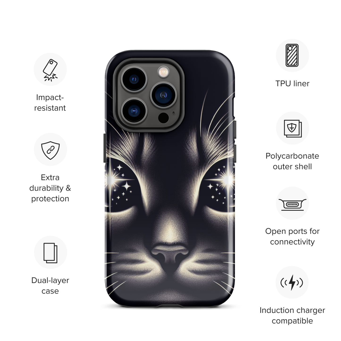 Cat Eyes iPhone Case | Dual-Layer Protection | Impact-Resistant Polycarbonate | TPU Inner Liner