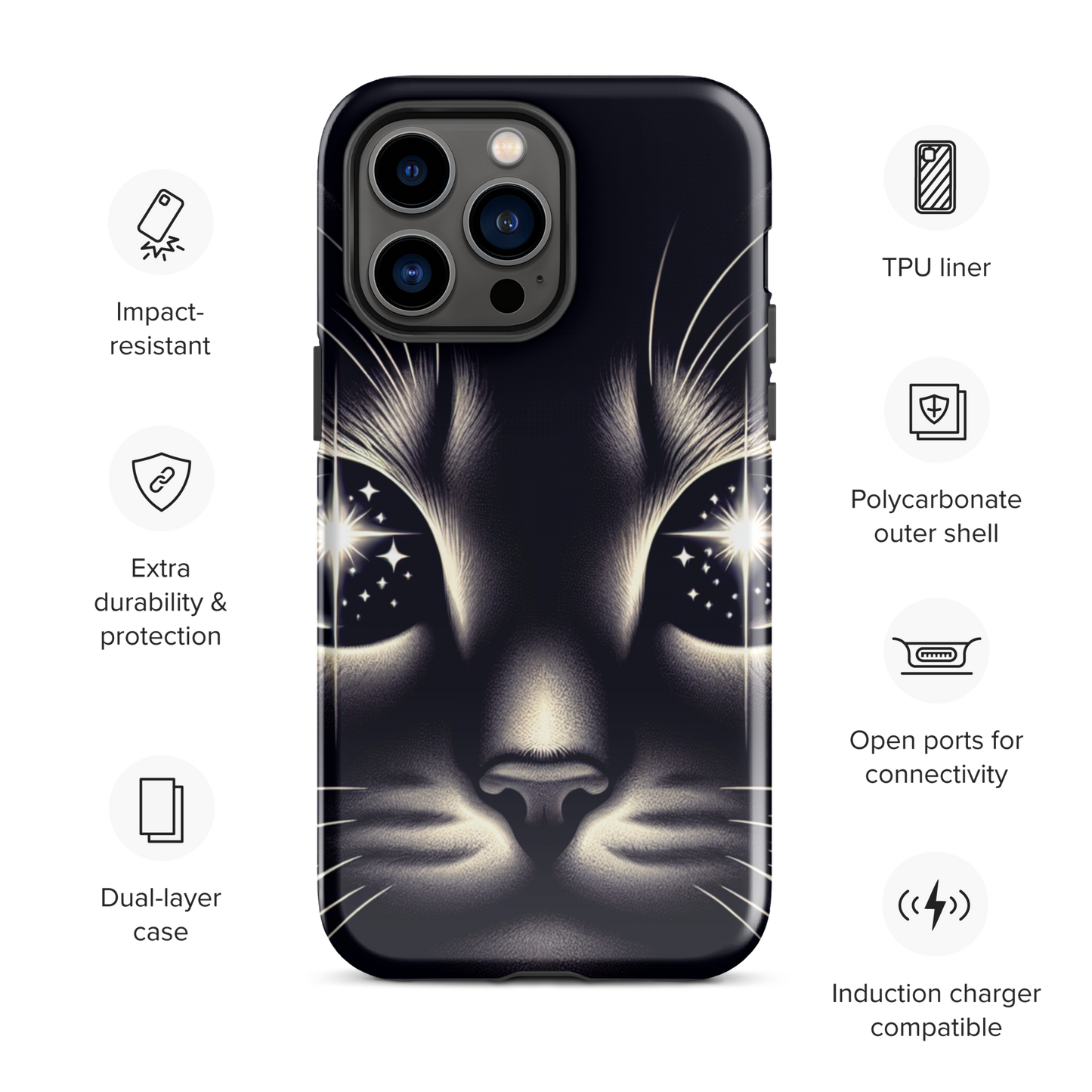 Cat Eyes iPhone Case | Dual-Layer Protection | Impact-Resistant Polycarbonate | TPU Inner Liner