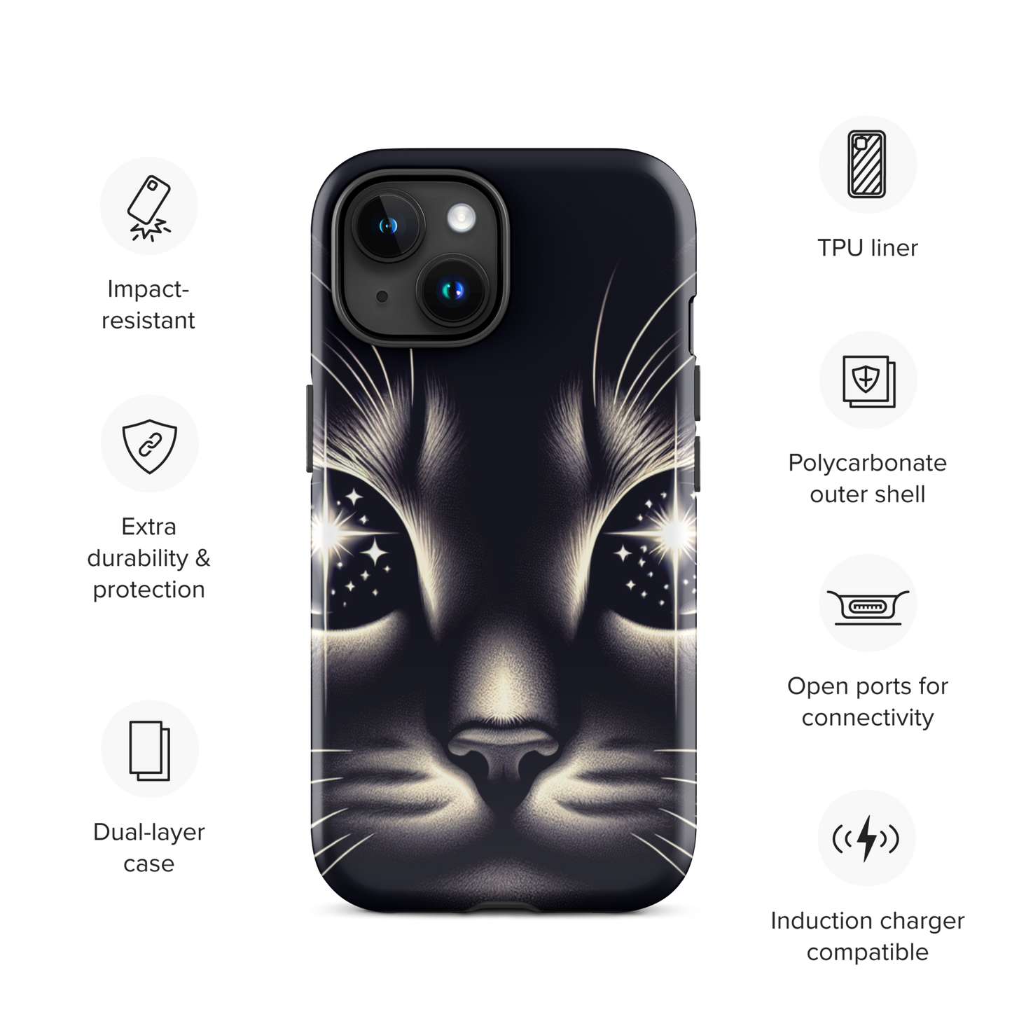 Cat Eyes iPhone Case | Dual-Layer Protection | Impact-Resistant Polycarbonate | TPU Inner Liner