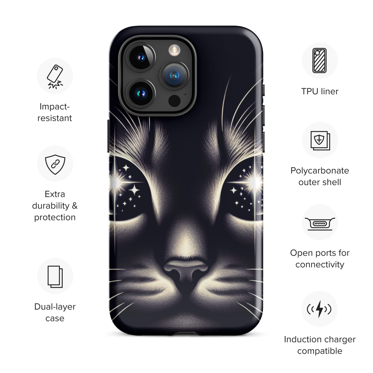 Cat Eyes iPhone Case | Dual-Layer Protection | Impact-Resistant Polycarbonate | TPU Inner Liner